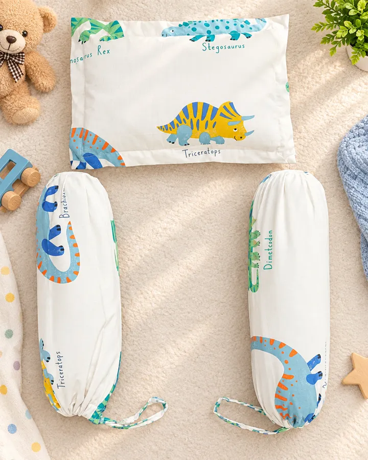 Pure Shimul Tula Baby Pillow & Bolster Pillow with Cotton Cover- 3pcs set