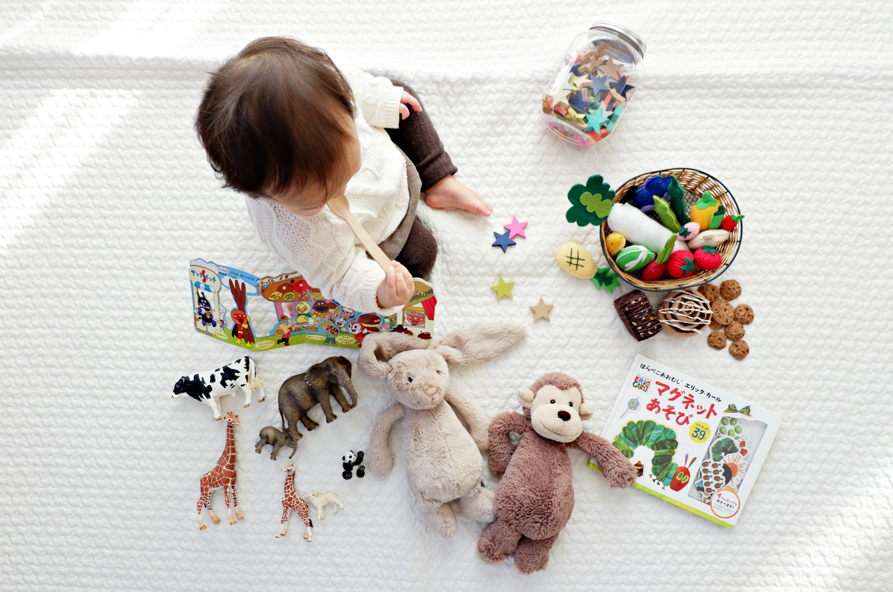 Baby essentials arranged for gifting